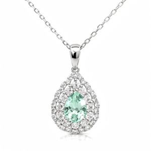 UM Jewelry 18K Gold Plated 925 Silver Pear-Shaped Lab Grown Sapphire Mint Green Gemstone NGTC Certified Pendant <b>Graduation</b> - Product Image 1