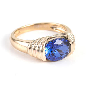 Anello da Matrimonio con Zaffiro Blu in Stile Indiano con Castone a Lunetta per Uomo in Oro 10k 14k 18k da Fabbrica Cinese - Product Image 6