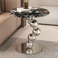 Table basse chromée en acier inoxydable, ronde, ensemble de meubles de maison, table d'appoint nordique moderne de luxe en marbre pour salon