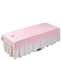 Ensemble de couvre-draps de table de massage en microfibre/coton doux avec trou de poitrine Drap plat ajusté élastique