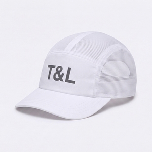 หมวกแก๊ปตาข่ายสีขาว T&L แบบ 5 แผง ทรงพอดีตัว สำหรับทุกเพศ เหมาะสำหรับกิจกรรมกลางแจ้ง สวมใส่สบายในฤดูใบไม้ผลิและฤดูร้อน - Product Image 1