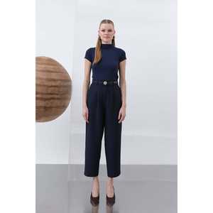 Pantalon plissé à jambes larges pour femmes Noir 18227PNT Pantalon de costume - Product Image 3