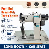 88302 Lit de machine à coudre industriel à double aiguille personnalisable avec petit navetteur, idéal pour la couture de bottes