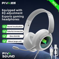 Casque de jeu filaire PIVA M10 USB Type-C 50 mm avec basses stéréo et carte son intégrée