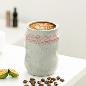 Tasses à expresso et à thé en grès de style japonais XUANHUI, luxe léger rétro, faites à la main, en céramique italienne froissée - Product Image 1