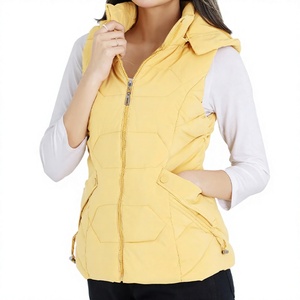 Gilet matelassé d'hiver décontracté pour femme, coupe-vent, écologique, à capuche, sans manches, avec fermeture éclair, tissu confortable, services OEM – Meilleures ventes - Product Image 1