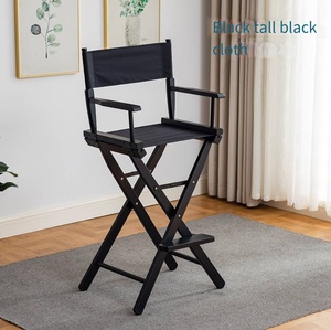 Chaise de Réalisateur Pliante en Bois Premium, Cadre en Bois Massif Portable avec Siège et Dossier en Toile Noire pour Utilisation Intérieure et Extérieure - Product Image 4