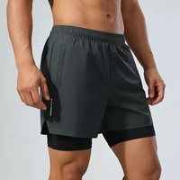 Shorts d'entraînement 2-en-1 pour hommes, bleus, séchage rapide, personnalisables, pour la course, la gym et le sport – Vente en gros