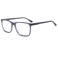 Gafas Unisex con Montura de Acetato y Lentes Cuadradas Transparentes, Diseño Oversize con Patrón Sólido