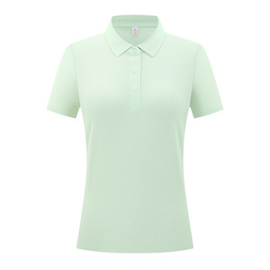 Polo promotionnel uni en polyester, anti-humidité, à manches courtes, pour usage quotidien, uniforme féminin - Product Image 3