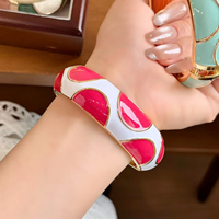 Grosir CICILY Gelang Manset Klasik Berlapis Emas 24K dari Paduan Seng dengan Bunga Multicolor untuk Wanita, Vintage, Fashion Valentine.