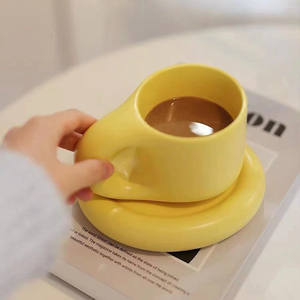 Trianglelyi — tasse à café en céramique, style nordique, ins, tasse et soucoupe, créative et idée, en céramique - Product Image 4