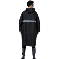 Imperméable long léger et respirant pour adulte, avec bandes réfléchissantes et poches, coupe-vent de sécurité pour le camping et les voyages