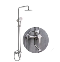Ensemble de douche mural en acier inoxydable 304, système de pluie 4 fonctions, robinets eau chaude et froide, finition chromée, surface brossée