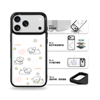Coque de téléphone AG Feeling Black Edge avec motif chien vague dorée pour iPhone 17, 17 Pro Max, 16 Pro, 15 – Coque magnétique