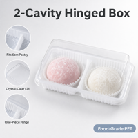 Boîte à gâteaux Mochi à 2 compartiments avec couvercle transparent, emballage rectangulaire en gros pour desserts, gâteaux au porc, choux à la crème, pâtisseries à emporter