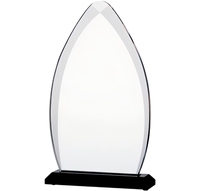 Trophée en acrylique noble en forme de flamme avec base noire, gravure personnalisée, cadeau de reconnaissance des employés, plaque personnalisée
