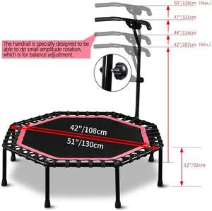 Mini trampolín silencioso de 48 pulgadas con manillar ajustable, red protectora, trampolín elástico duradero para Fitness para adultos, uso en interiores - Product Image 2