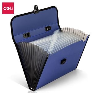 Deli 5232 A4 Accordion Bag 13 Compartment Document Storage Office Organizer Black And Blue Rectangle Simple Style - Product Image 4