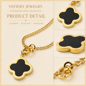 Collar de Oro con Flores Negras para Mujer, Joyería para Eventos Empresariales y Nocturnos, Fabricante - Product Image 3