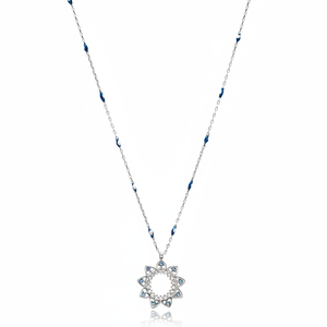 Dijes minimalistas de corazón, cadena de esmalte azul marino, forma redonda, turco, joyería de plata de ley 925, venta al por mayor - Product Image 2