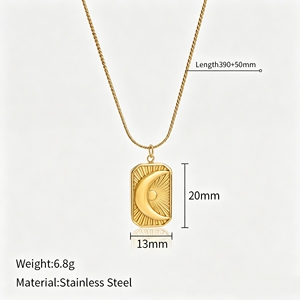 Collares con Colgante de Estrella y Luna, Joyería de Acero Inoxidable Personalizada de Moda - Product Image 5