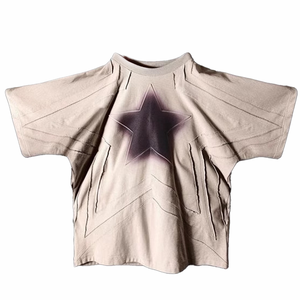 T-shirt Oversize da Uomo con Stampa Goffrata, 100% Cotone Pesante, Traspirante, Asciugatura Rapida, Effetto Vintage, <span class=keywords><strong>Abbigliamento</strong></span> <span class=keywords><strong>Streetwear</strong></span> - Product Image 1