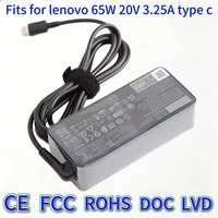 Chargeurs adaptateurs USB C Thunderbolt Type C 65W pour ordinateurs portables, alimentation 20V 3.25A, remplacement pour Lenovo X1 E470 T480 L390