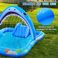 Piscine gonflable Shark avec toboggan, pulvérisateur et panier de basket – Jouet aquatique d'été pour enfants en extérieur