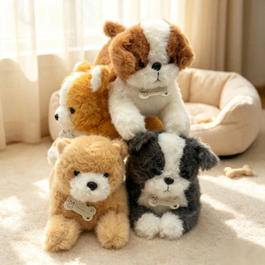 OEM ODM Juguetes de peluche de cachorro recostado con collar con etiqueta de hueso, decoración para sala de estar y tienda de mascotas, muñeco de abrazo antiestrés para regalo - Product Image 3