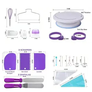 Cake Decorating Supplies Kit Baking Pastry Tools Baking Accessories cake turntable set including Piping nozzles decorating