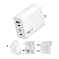 GaN pengisi daya dinding cepat PD Multi-Port 100W dengan perlindungan OTP/OVP & QC3.0 untuk ponsel/laptop layanan OEM/ODM