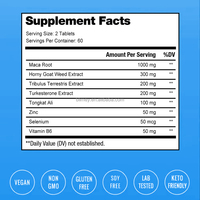 OEM Comprimés de Maca Blue Male Complément Herbe de Chèvre Horny Tribulus Terrestris Turkesterone Maca Comprimés pour Booster l'Energie