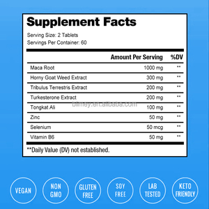 OEM Blue Male Maca <strong>Tablets</strong> Supplement Horny Goat Weed Tribulus Terrestris Turkesterone Maca <strong>Tablets</strong> for Boost Energy - Product Image 3