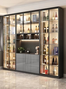 Bar mural en bois sur mesure avec porte vitrée, armoires à vin Pyx0020, armoire à vin personnalisée en acier inoxydable - Product Image 6
