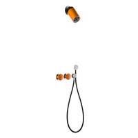 Robinet de salle de bain mural moderne à double poignée en laiton de luxe avec cartouche céramique, deux fonctions eau chaude/froide, avec LED orange