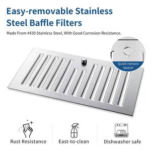 <strong>Range</strong> <strong>Hood</strong> <strong>Insert</strong> 30inch,Stainless Steel Kitchen <strong>Vent</strong> <strong>Hood</strong> 600CFM,Built-in Kitchen Stove <strong>Hood</strong> W/Front Button Controls,LED Lights - Product Image 3