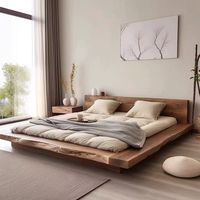 Lit double en bois de chêne massif style Wabi-sabi pour chambre principale, lit tatami pour hôtel, villa, mariage, écologique et durable, simple
