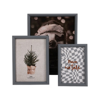 Cadre photo en bois gris écologique, sérigraphie personnalisée de qualité supérieure, papier MDF enveloppé