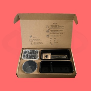 Ensemble de boîte à lunch bento avec barbecue pliable en acier inoxydable jetable personnalisé avec logo, dispositif de sécurité contre les flammes, pour les fêtes - Product Image 2