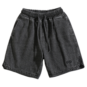 Unisex Acid Washed 100% Cotton Drawstring Sweat Shorts Breathable Mid <b>Trunk</b> Customizable Logo Printed Solid Hot Shorts - Product Image 1