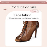 Chaussures de danse pour femmes, bottes de danse de salon, bottes de jazz pour filles, noires, rouges, marron, semelle en daim, chaussures de danse de fête, bottines à talon personnalisé en maille