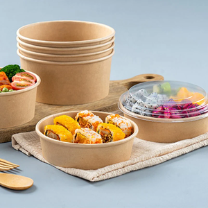 Bol à salade jetable en papier kraft, résistant à l'huile, avec revêtement PE PLA, rond, pour emporter, pour fruits, <span class=keywords><strong>poke</strong></span>, <span class=keywords><strong>nouilles</strong></span> - Product Image 5