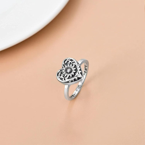 Liontin bunga matahari guci cincin yang memegang yang dicintai dengan pengikat besi tahan karat pita kenang-kenangan perhiasan kremasi cincin - Product Image 4