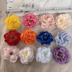 Fleurs artificielles en soie Jinxi, 12 pièces, multicolores, décorations de mariage faites à la main pour épingles à cheveux de mariée et décoration intérieure - Product Image 1
