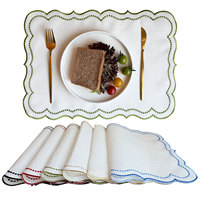 Set de table en lin brodé et imprimé fait main, lavable et écologique, pour la décoration de la maison et de la cuisine, idéal pour les mariages et les fêtes, personnalisable