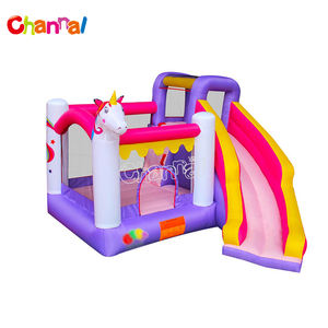 Château gonflable résidentiel de videur de maison de rebond rose avec la glissière - Product Image 1