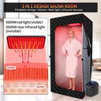 Lampu merah Sauna inframerah portabel, kotak Sauna CE sudut dalam ruangan pribadi portabel inframerah jauh ruang Sauna