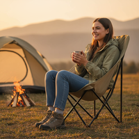 Chaise pliante portable Moon Chair en tissu Oxford résistant, avec structure en aluminium, pour le camping, la plage, les pique-niques, le jardin et les loisirs