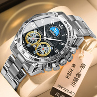 Montre homme argentée, mode décontractée, acier inoxydable, aiguilles lumineuses, étanche, montre de luxe pour homme